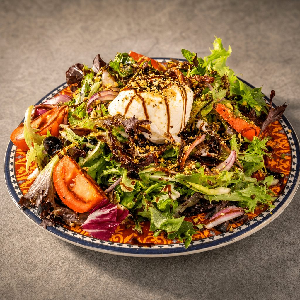 Chef Salad with Mozzarella Di Bufala & Crushed Pistachios.