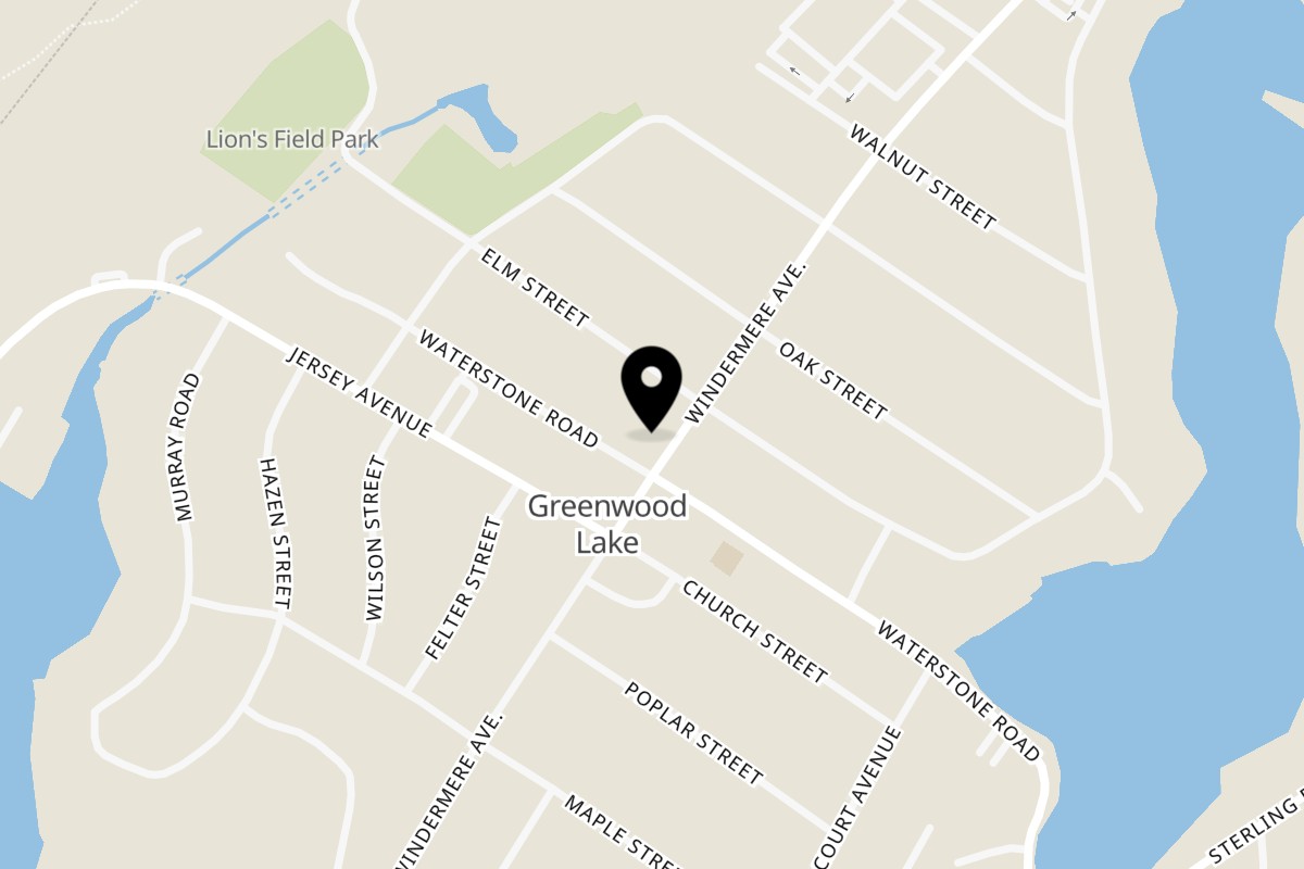 Map showing the location of Trattoria Italiana Gwl on 75 Windermere Ave in Greenwood Lake